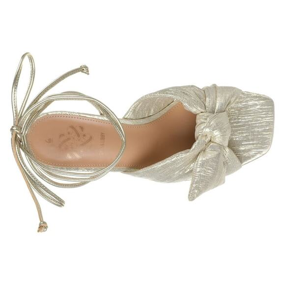 NEW Sam and Libby Klara gold bow ankle strap block heel sandals sz 6 - Picture 2 of 6